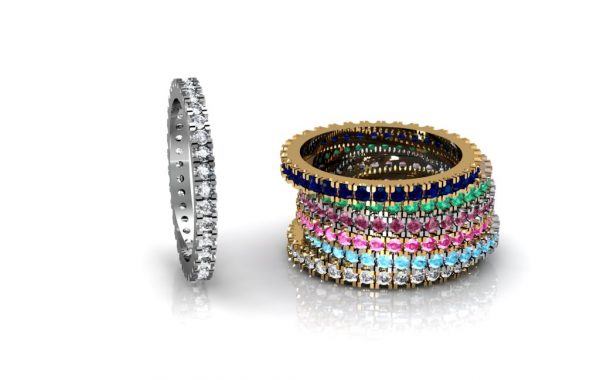 Eternity rings with stones all around