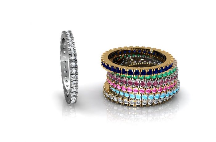 Eternity rings with stones all around